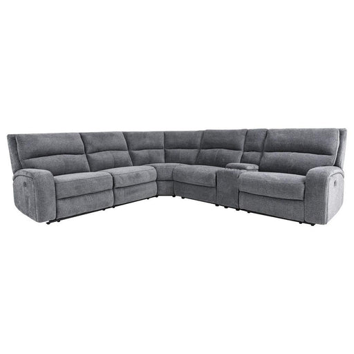 Parker House Polaris - 6 Piece Modular Power Reclining Sectional with Power Headrests and Entertainment Console - Bizmark Grey