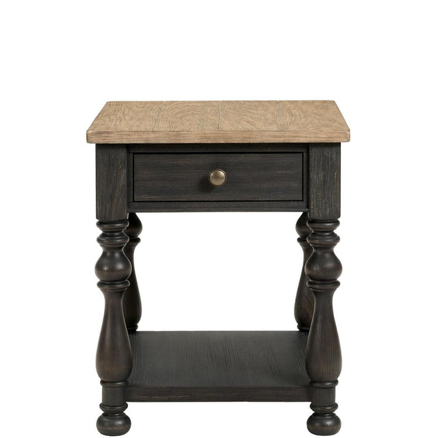 Riverside Furniture Barrington Two Tone - End Table - Antique Oak/Matte Black