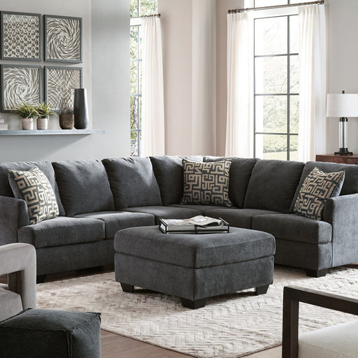 Ashley Ambrielle - Gunmetal - 4 Pc. - Right Arm Facing Sofa With Corner Wedge 3 Pc Sectional, Ottoman