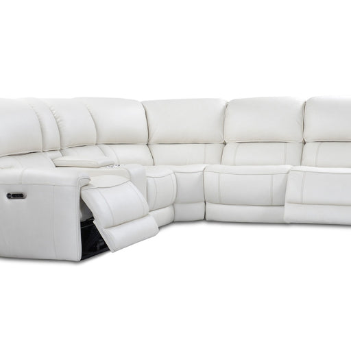 Parker House Empire - 6 Piece Modular Power Reclining Sectional with Power Headrests and Entertainment Console - Verona Ivory