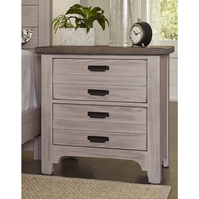 Vaughan-Bassett Bungalow - 2-Drawer Nightstand - Dover Grey Two Tone