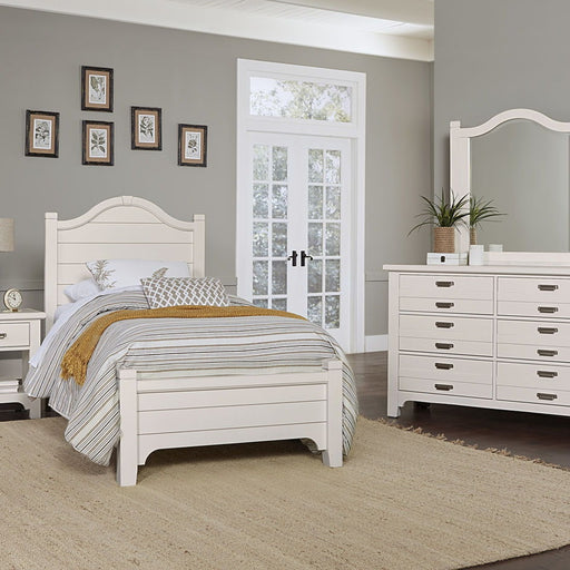 Vaughan-Bassett Bungalow - Twin Arched Bed - Lattice (Soft White)
