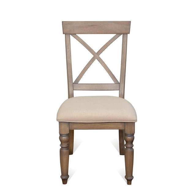 Riverside Furniture Aberdeen - X-Back Upholstered Side Chair (Set of 2) - Weathered Driftwood