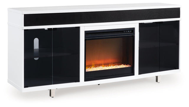 Ashley Gardoni - White / Black - 72" TV Stand With Electric Fireplace