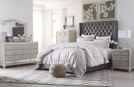 Ashley Coralayne - Gray - 5 Pc. - Dresser, Mirror, Chest, King Upholstered Bed