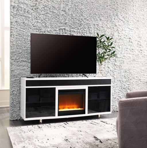Ashley Gardoni - White / Black - 72" TV Stand With Electric Fireplace