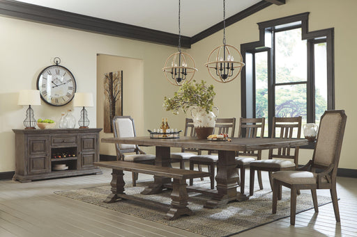 Ashley Wyndahl - Dark Brown - 10 Pc. - Extension Table, 4 Slatback Side Chairs, 2 Side Chairs, Bench, Server