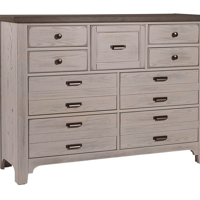 Vaughan-Bassett Bungalow - 9-Drawer Master Dresser - Dover Grey Two Tone