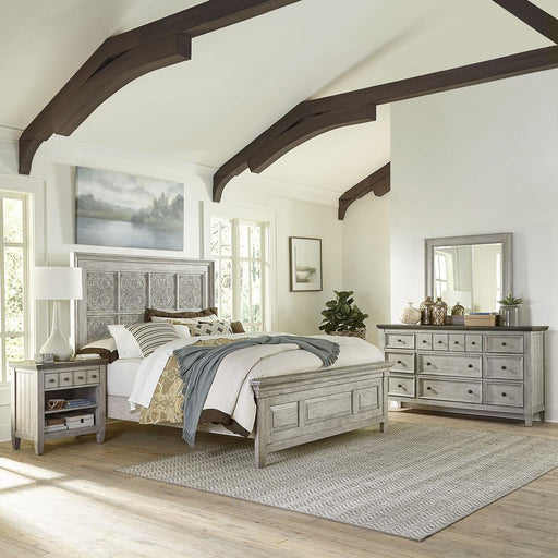 Liberty Furniture Heartland - King Opt California Panel Bed, Dresser & Mirror, Night Stand - White