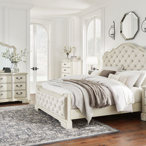 Ashley Arlendyne - Antique White - 6 Pc. - Dresser, Mirror, Chest, King Upholstered Bed