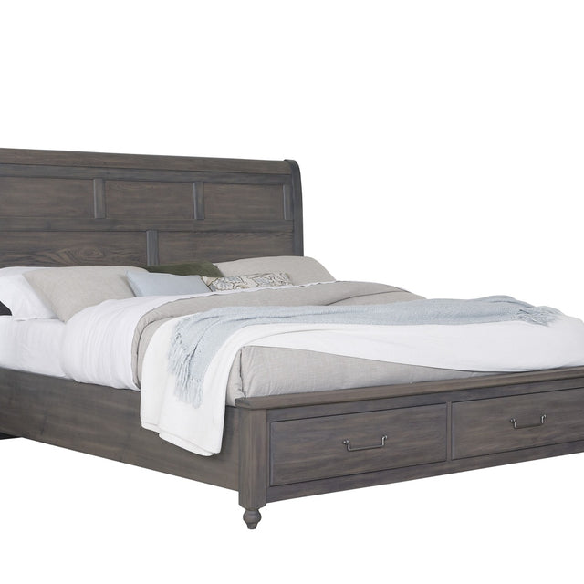 Vaughan-Bassett Vista - King Sleigh Foot Storage Bed - Gray