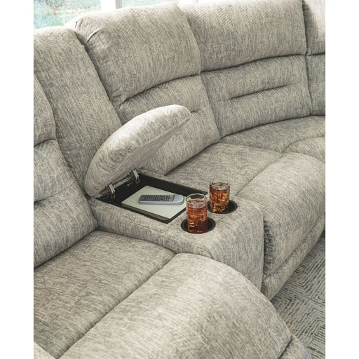 Ashley Family Den - Pewter - Right Arm Facing Power Loveseat With Console 3 Pc Sectional