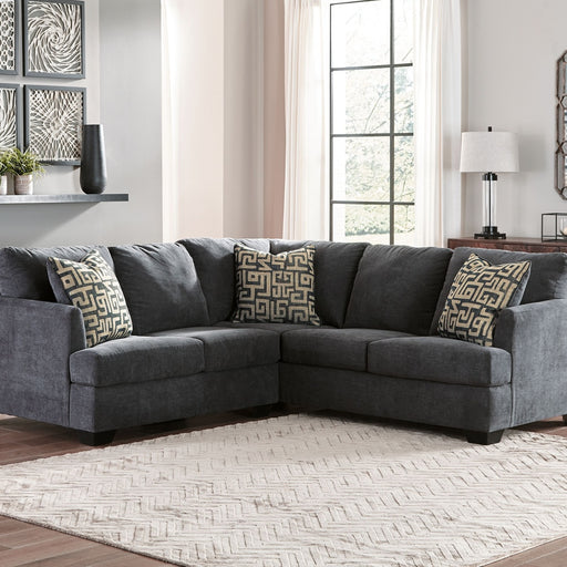 Ashley Ambrielle - Gunmetal - 3 Pc. - Right Arm Facing Sofa With Corner Wedge 2 Pc Sectional, Ottoman