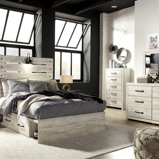 Ashley Cambeck - Whitewash - 8 Pc. - Dresser, Mirror, Full Panel Bed With Side Storage Drawers, 2 Nightstands