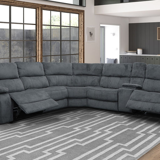 Parker House Chapman - 6 Modular Piece Manual Reclining Sectional with Drop Down Table Entertainment Console - Polo