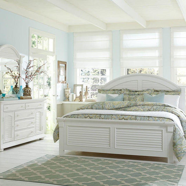 Liberty Summer House I Queen Panel Bed, Dresser & Mirror, Chest - White