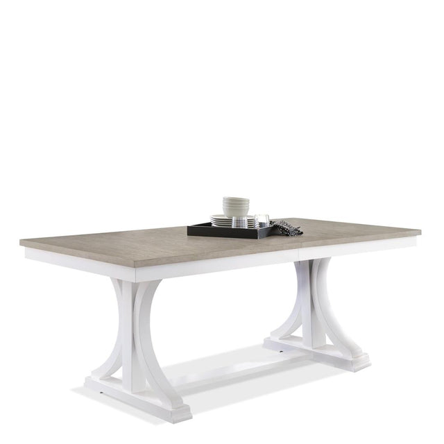 Riverside Furniture Cora - Trestle Dining Table - Cloud / Fog