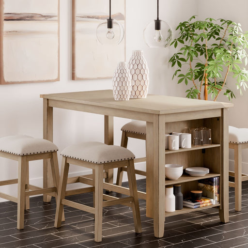 Ashley Sanbriar - Light Brown - 5 Pc. - Dining Room Counter Table, 4 Stools
