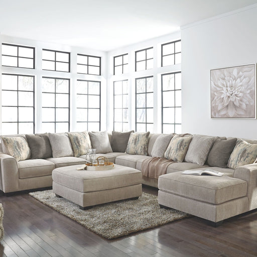 Ashley Ardsley - Pewter - 6 Pc. - Right Arm Facing Corner Chaise With Sofa 5 Pc Sectional, Ottoman
