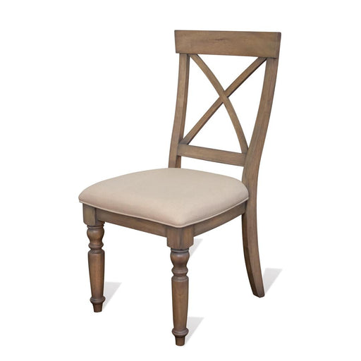 Riverside Furniture Aberdeen - X-Back Upholstered Side Chair (Set of 2) - Weathered Driftwood