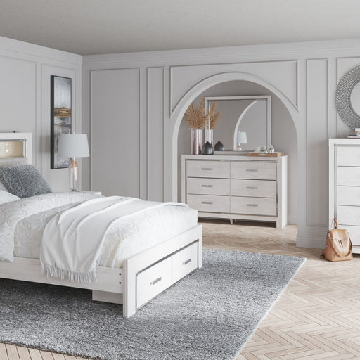 Ashley Altyra - White - King Upholstered Bookcase Bed With Storage - 6 Pc. - Dresser, Mirror, King Bed