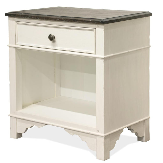 Riverside Furniture Grand Haven - 1-Drawer Nightstand - Feathered White/Rich Charcoal