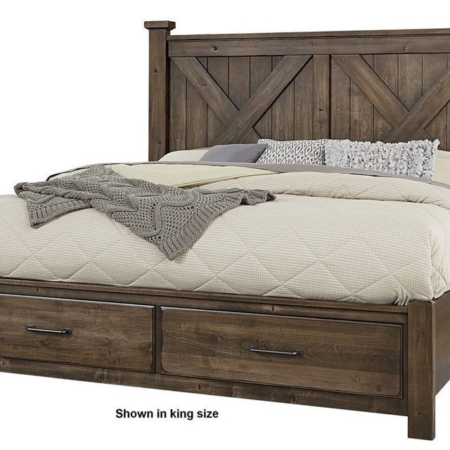 Vaughan-Bassett Cool Rustic - Queen X Bed With Footboard Storage - Mink