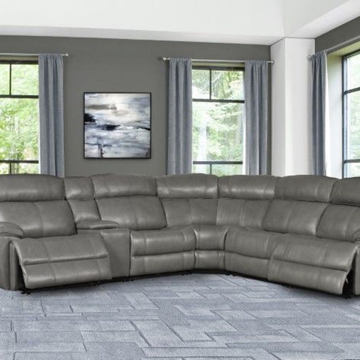 Parker House Eclipse - 6 Piece Modular Power Reclining Sectional with Power Headrests and Entertainment Console - Florence Heron