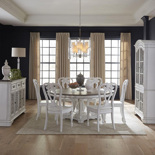 Liberty Furniture Magnolia Manor - Opt 7 Piece Round Ped Table Set - White